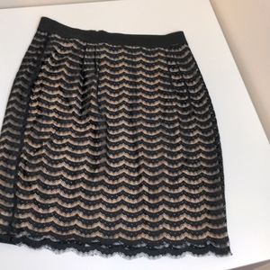 NWOT Nude and Black Lace Overlay Skirt